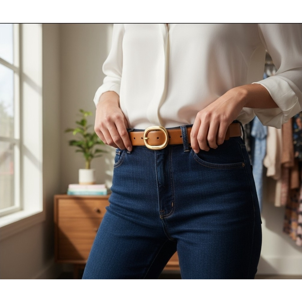 Michael Kors Women's Reversible Leather Logo Belt Sz XL Dark and Cognac Brown - Picture 16 of 16